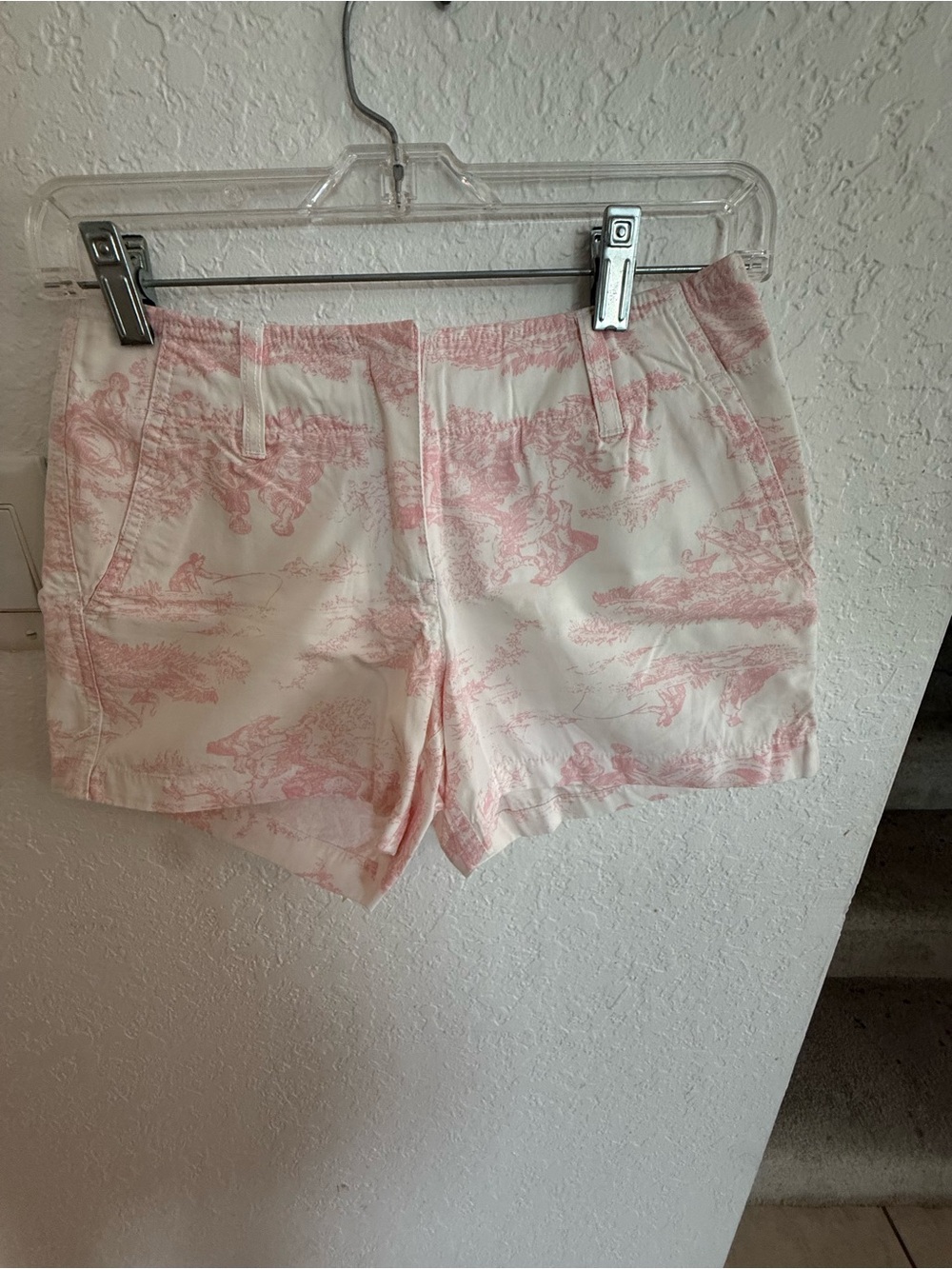 Women's Cream Shorts with Pink Scenic Print